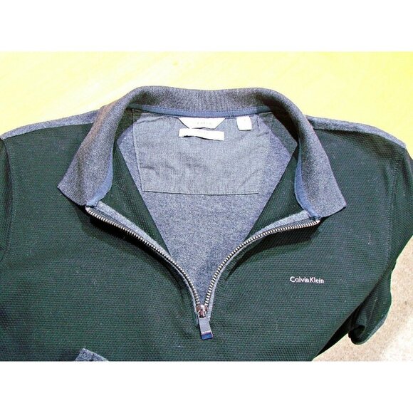Womens Calvin Klein Slim Fit 1/4 Zip Liquid Touch Polo Shirt Black Gray Sz Med - Picture 7 of 12